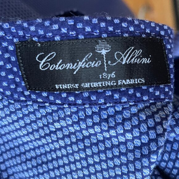 Blue Hugo Boss Men's Geometric-Print Cotton Shirt - Picture 9 of 14